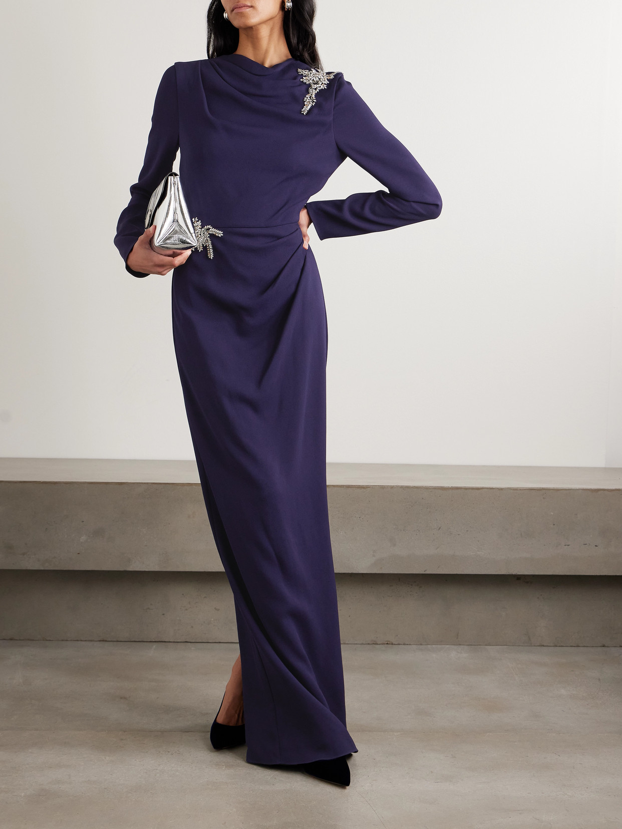 Erdem Crystal-embellished Crepe Gown In Blue