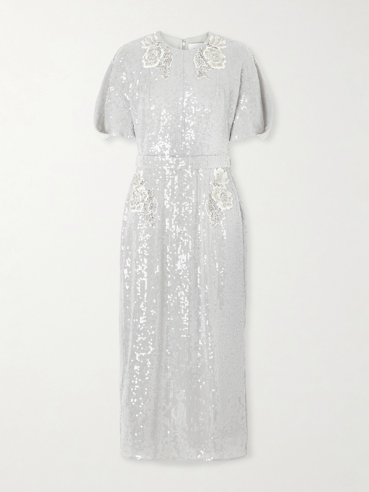 Erdem - Embellished Sequined Chiffon Midi Dress - Silver