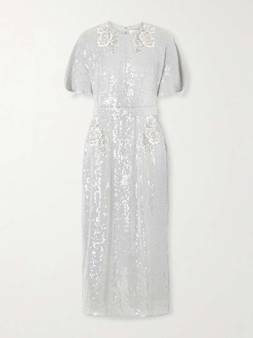 Erdem Embellished Sequined Chiffon Midi Dress