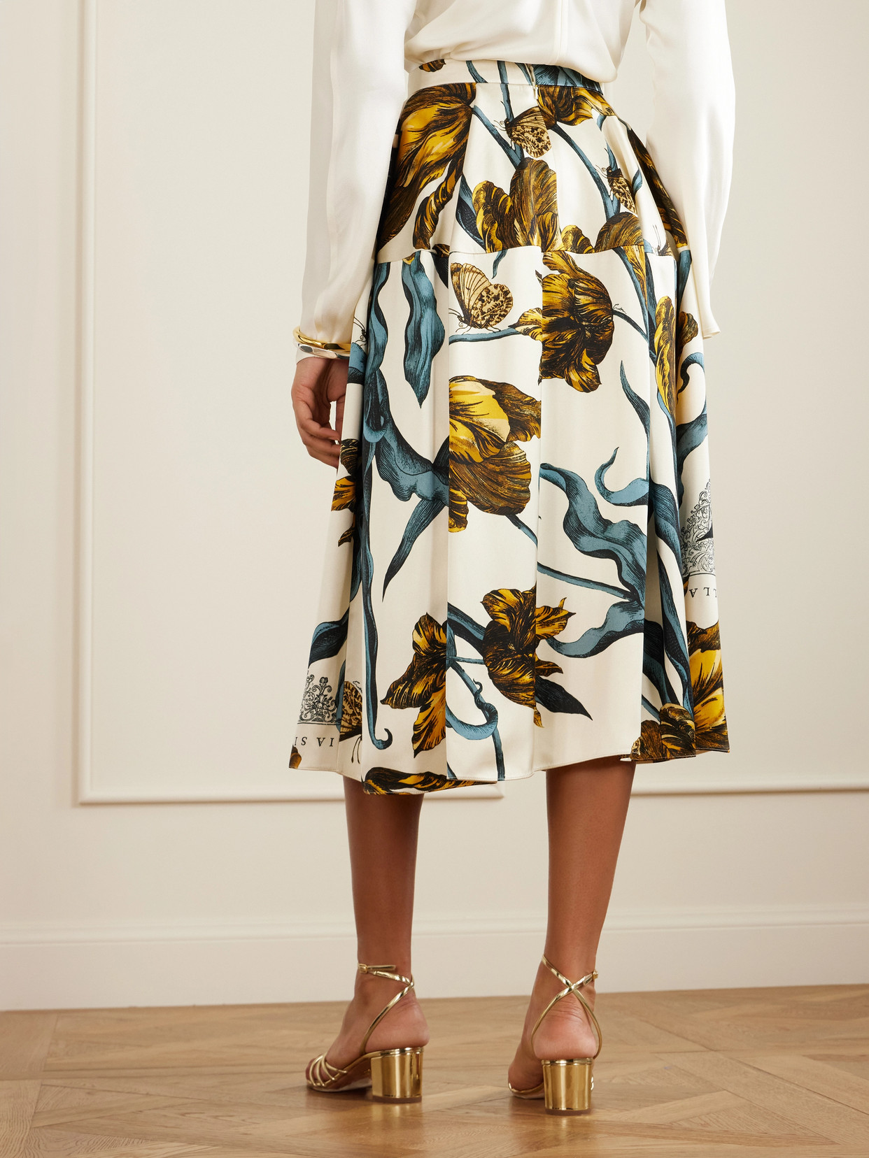 Paneled Floral-Print Midi