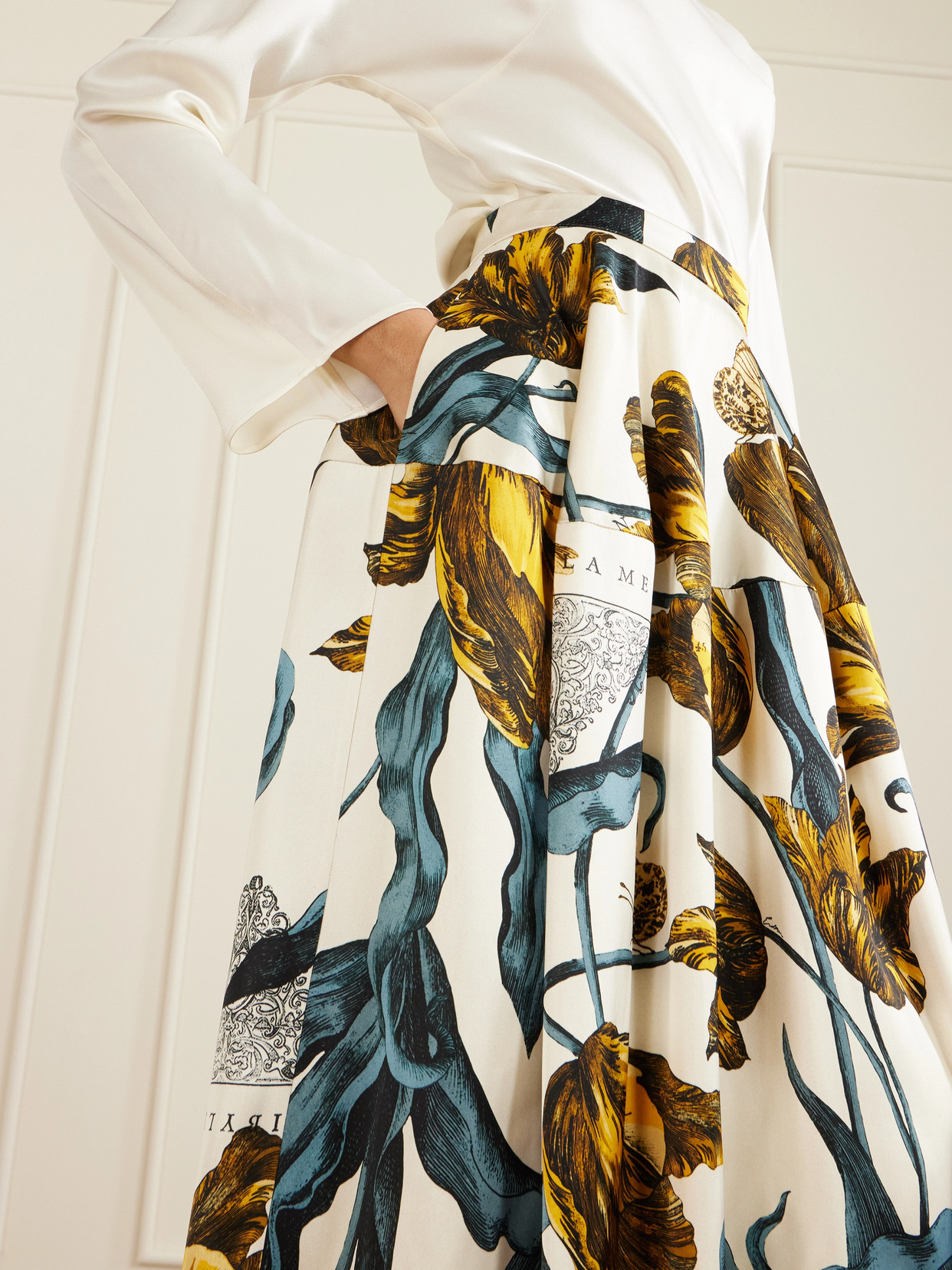 Paneled Floral-Print Midi