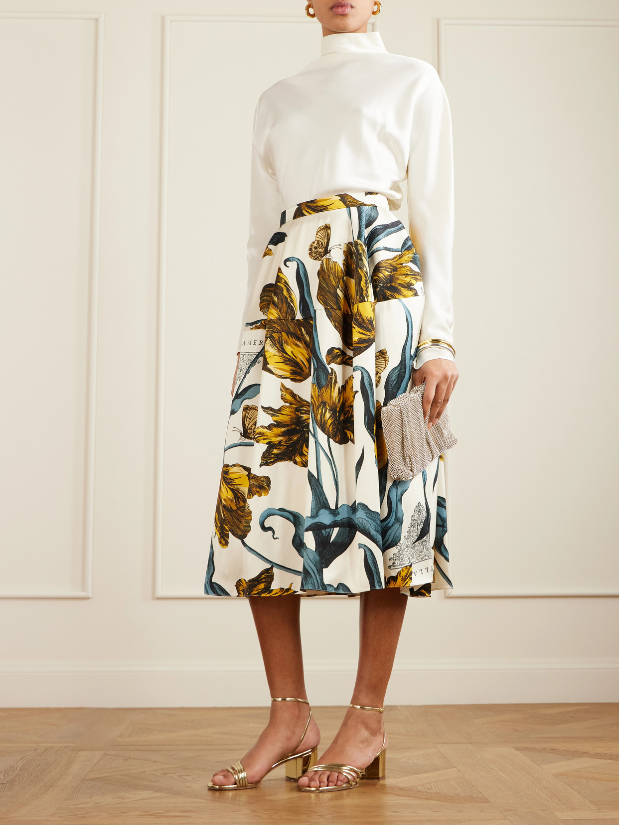 Paneled Floral-Print Midi