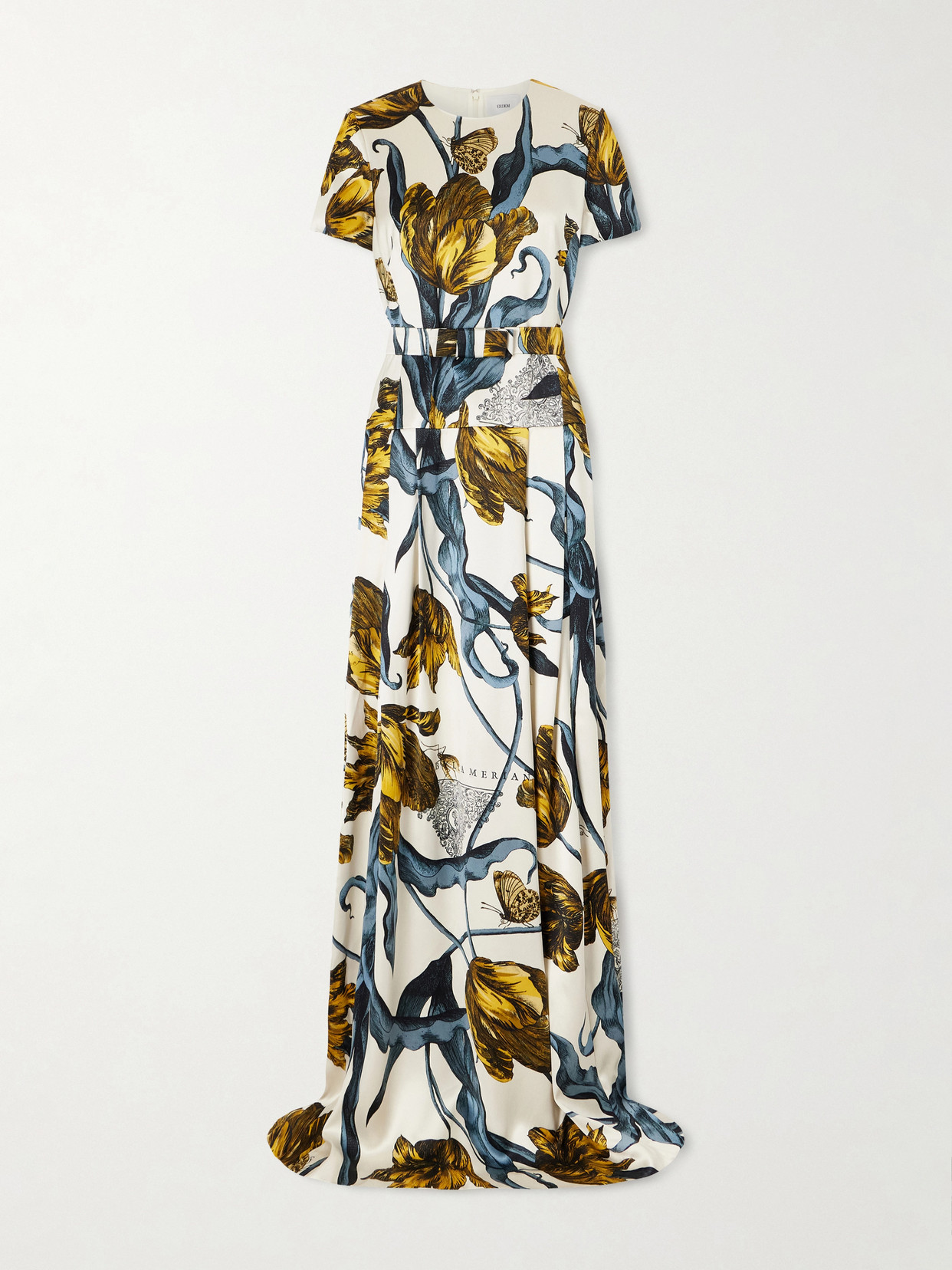Erdem Belted Printed Satin Gown In Multi