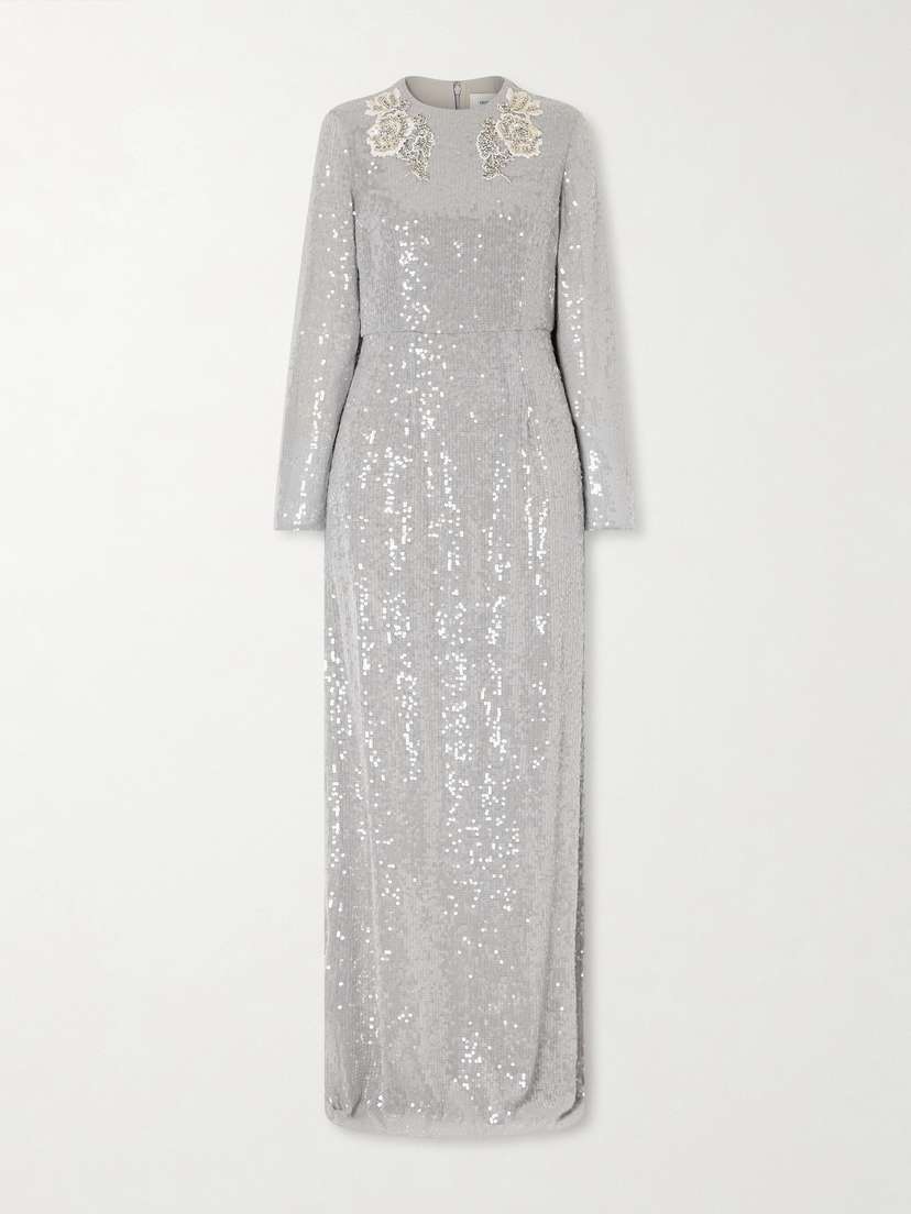 Erdem Crystal-embroidered Sequined Georgette Gown