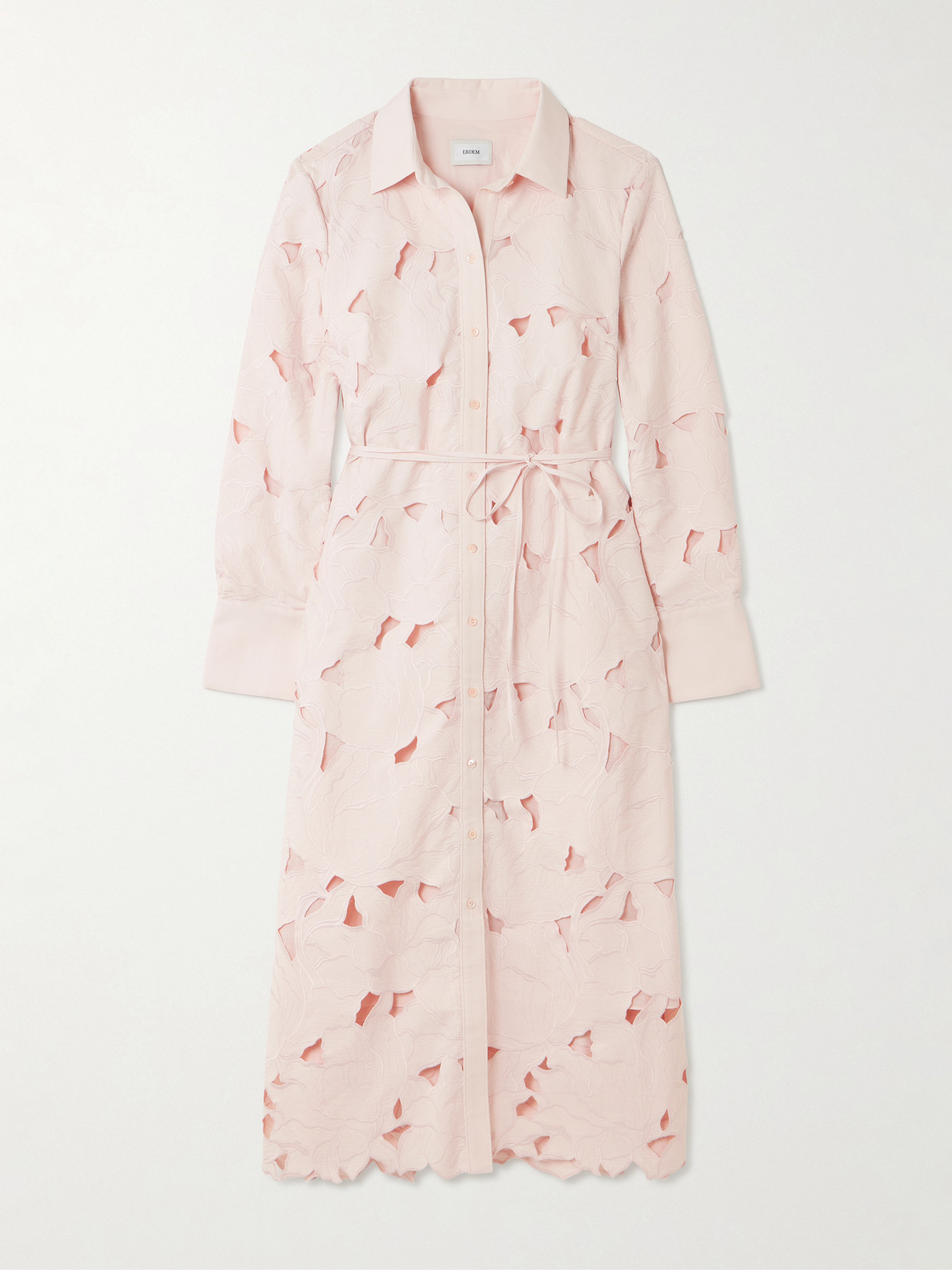 Erdem Cutout Embroidered Poplin Midi Dress In Pink