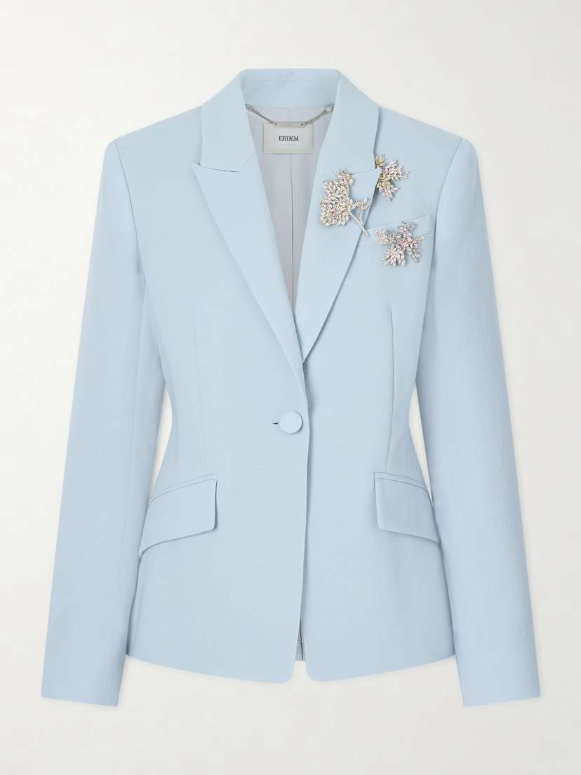 Erdem Embellished Wool-crepe Blazer