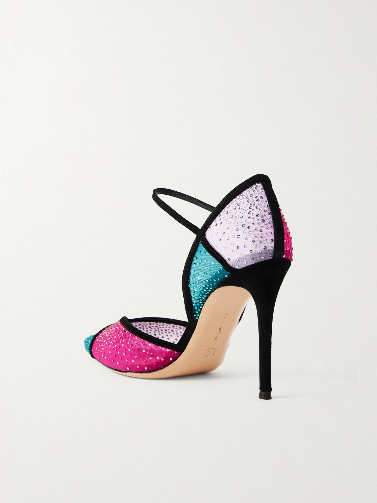 95 Suede-Trimmed Crystal-Embellished Pumps