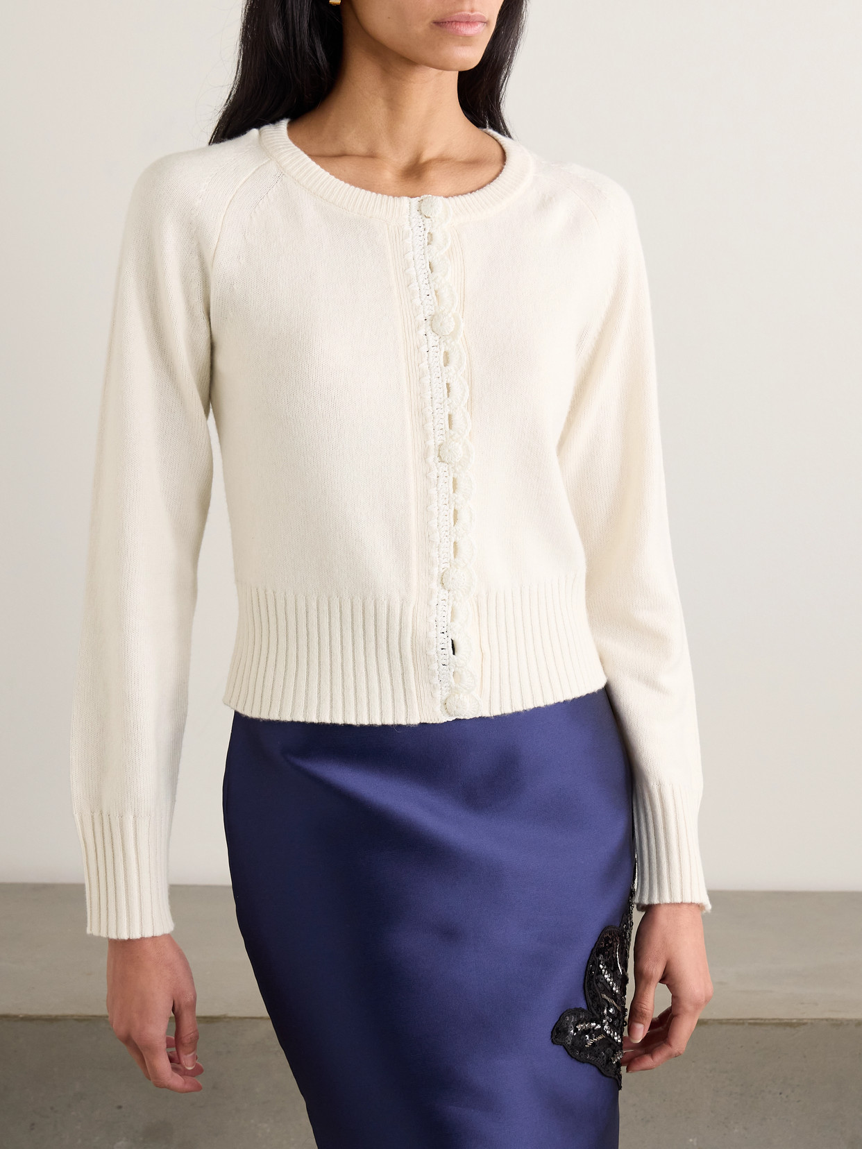 Erdem Convertible Merino Wool-blend And Crocheted Organic Cotton Cardigan In White