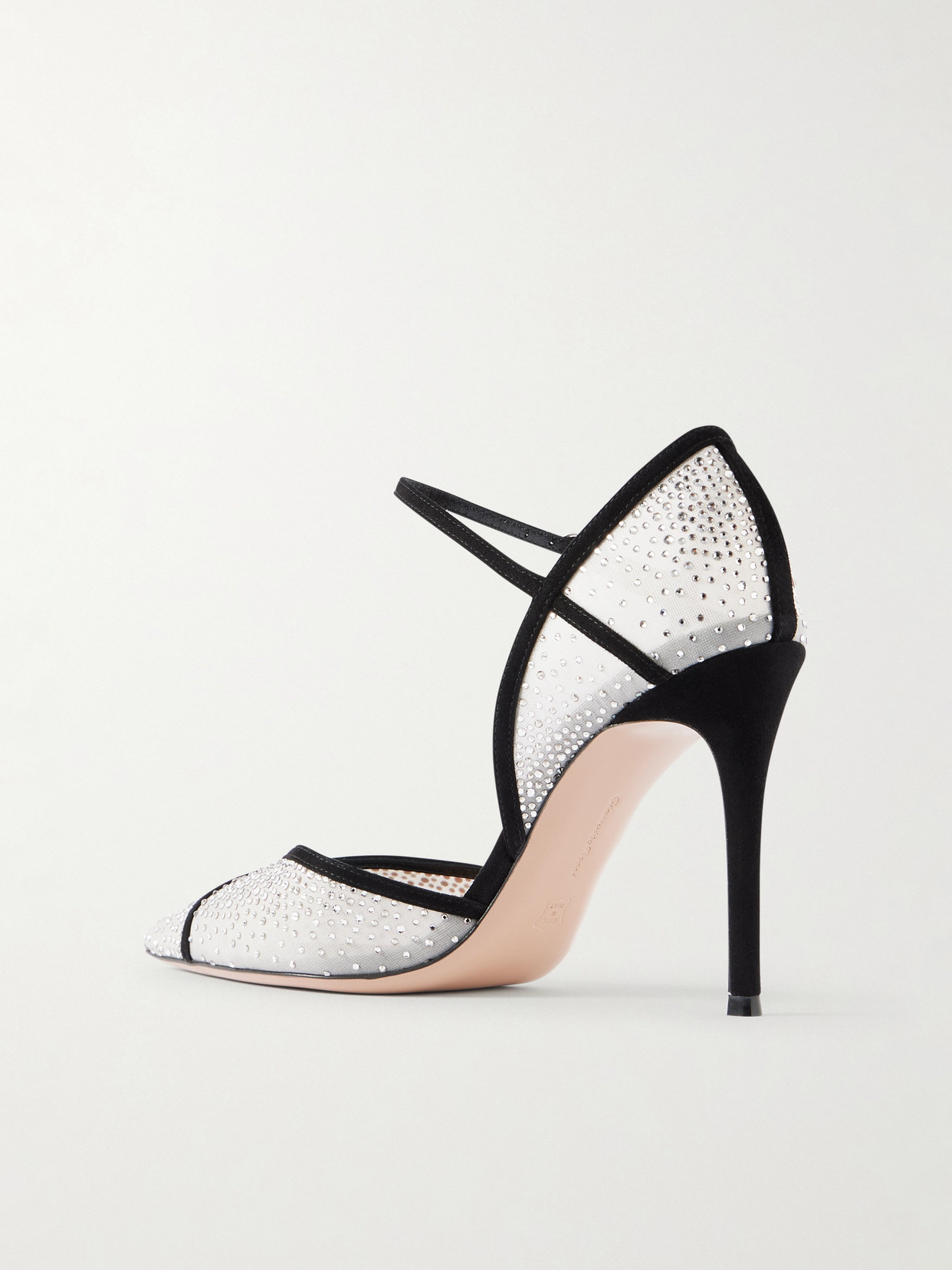 95 Suede-Trimmed Crystal-Embellished Pumps