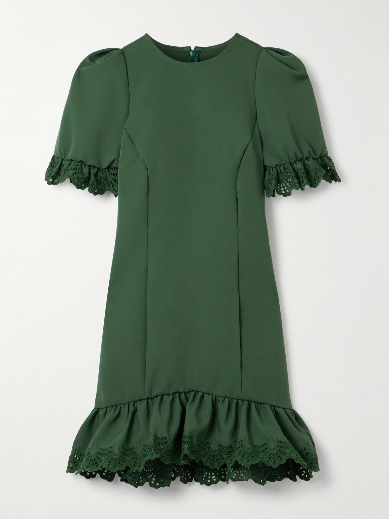 Kika Vargas Amenah Ruffled Broderie Anglaise-trimmed Crepe Mini Dress In Animal Print