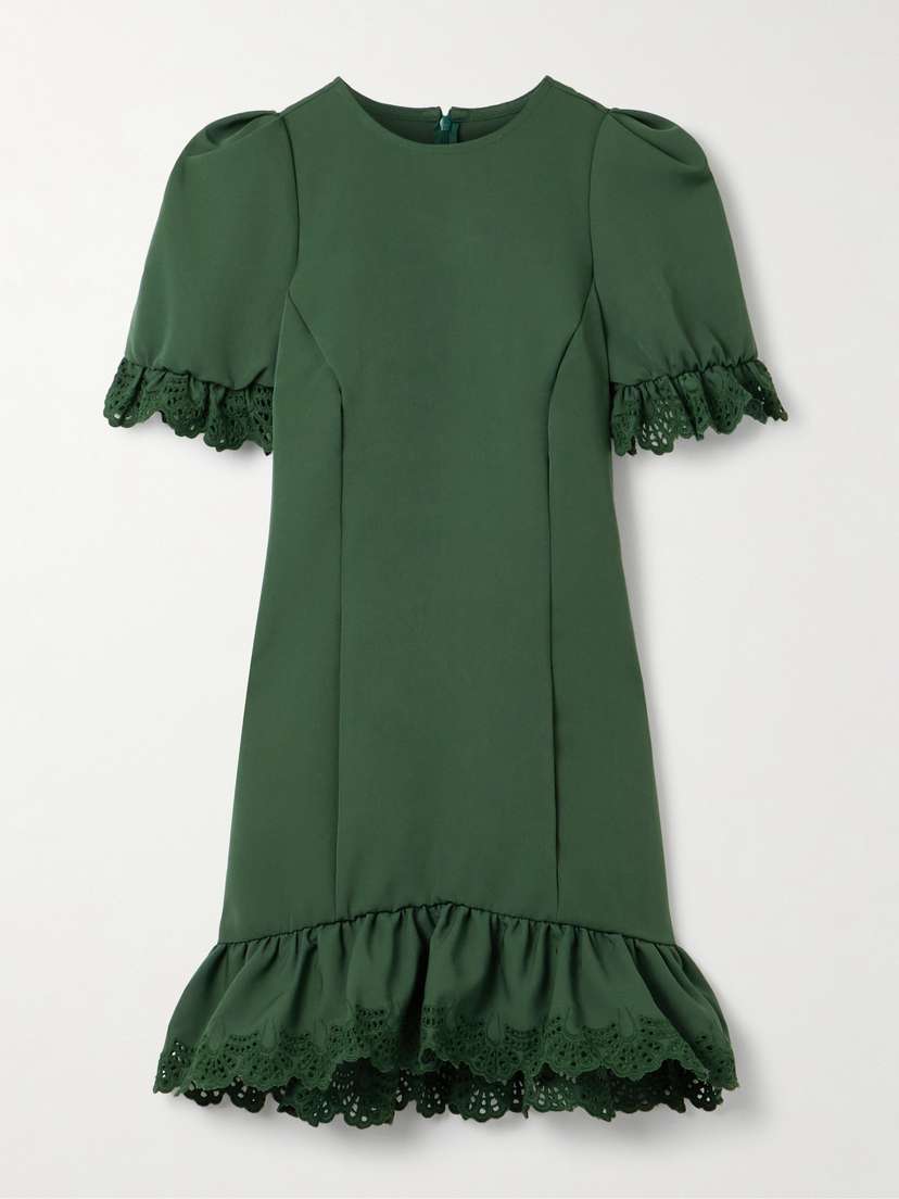 Kika Vargas Amenah Ruffled Broderie Anglaise-trimmed Crepe Mini Dress