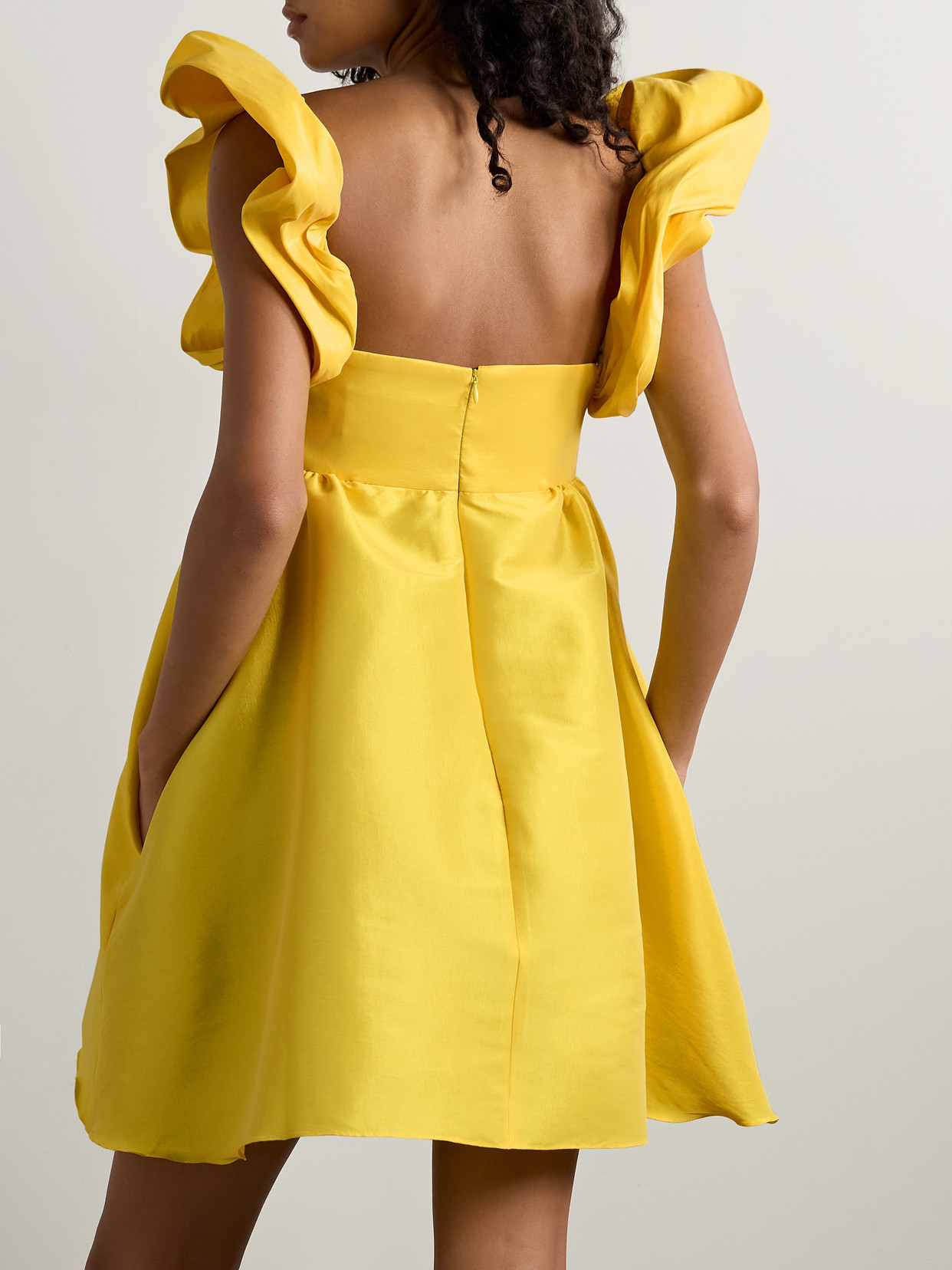 Kika Vargas Angela Taffeta Mini Dress In Yellow