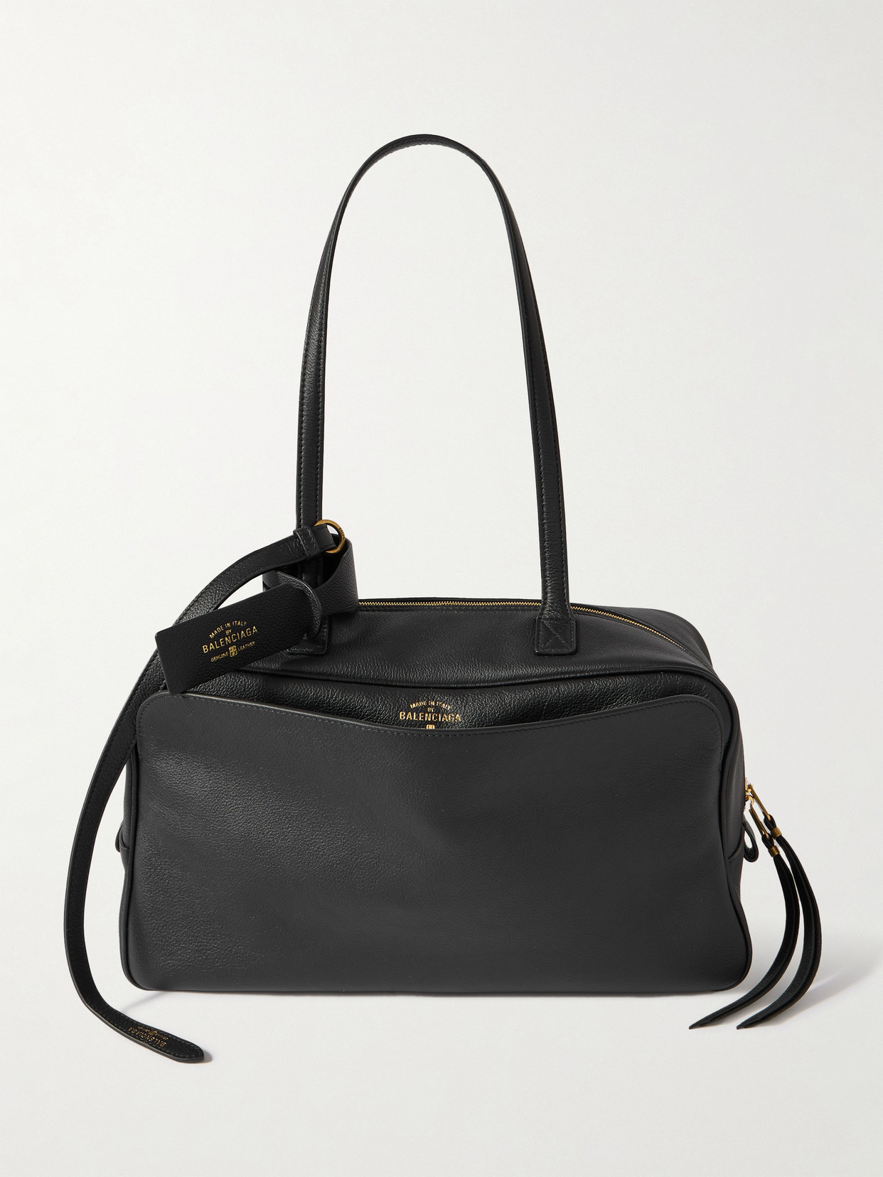 Balenciaga Carrie Medium Textured-leather Tote In Black