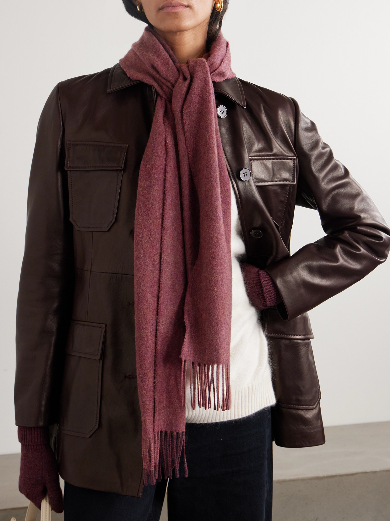 Johnstons Of Elgin Fringed Cashmere Scarf In Red