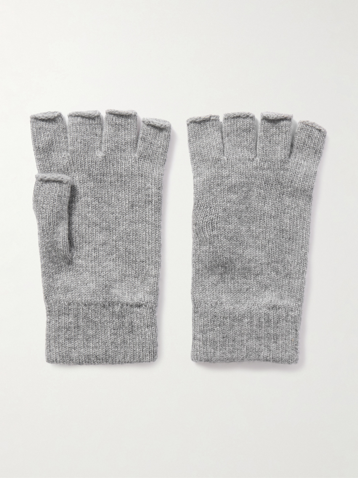 Johnstons Of Elgin Womens Sfa Light Grey Fingerless Ribbed-trim Cashmere Gloves In Gray