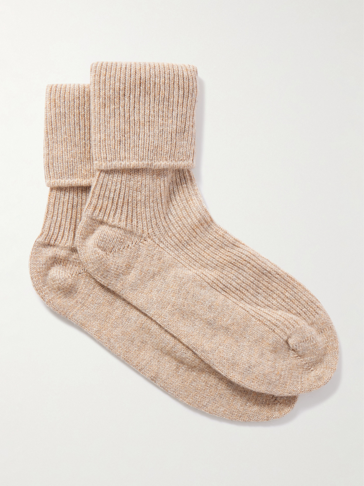 Johnstons Of Elgin Ribbed Cashmere Socks In Neutral