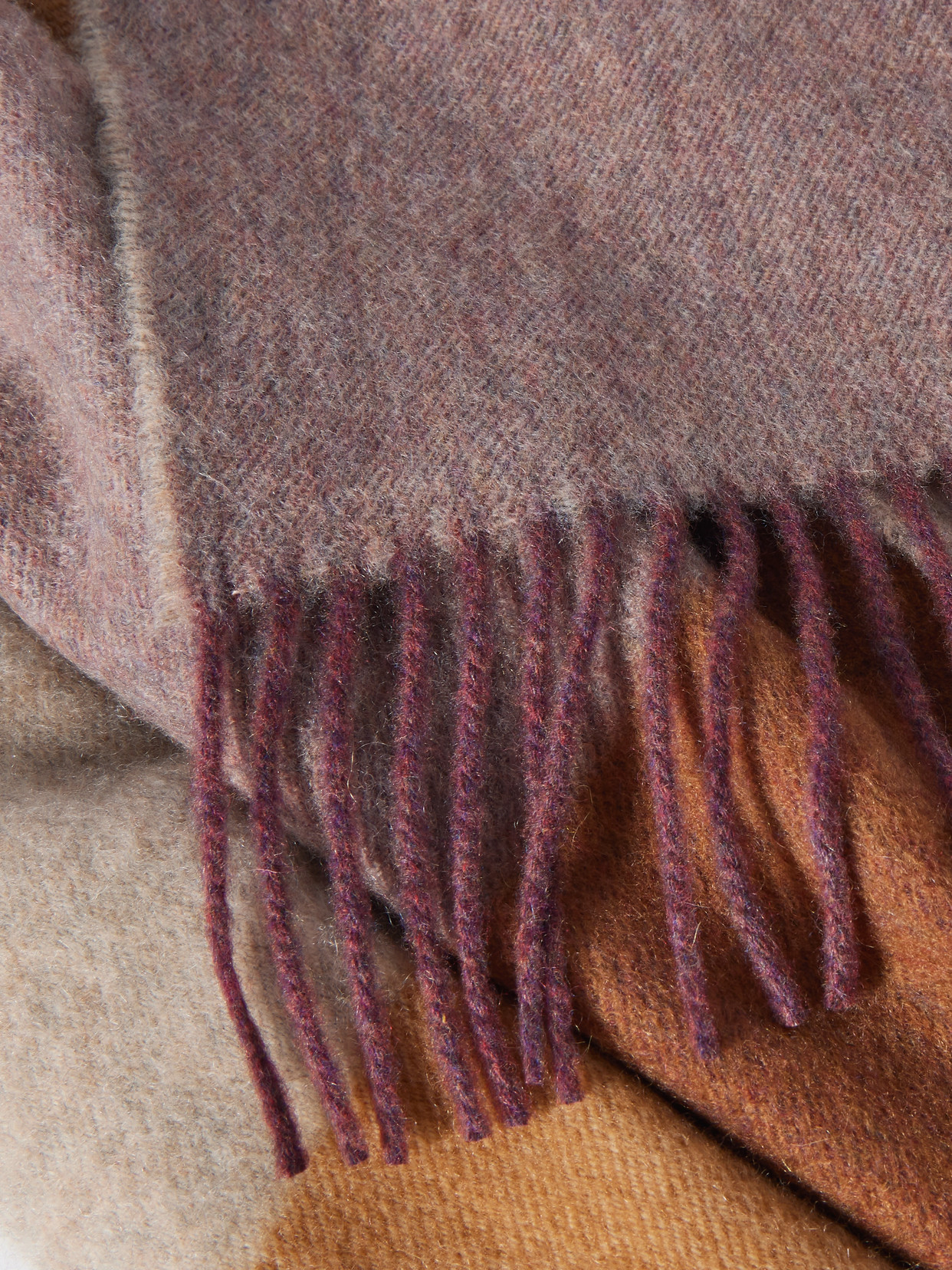 Johnstons Of Elgin Fringed Checked Cashmere Scarf In Brown