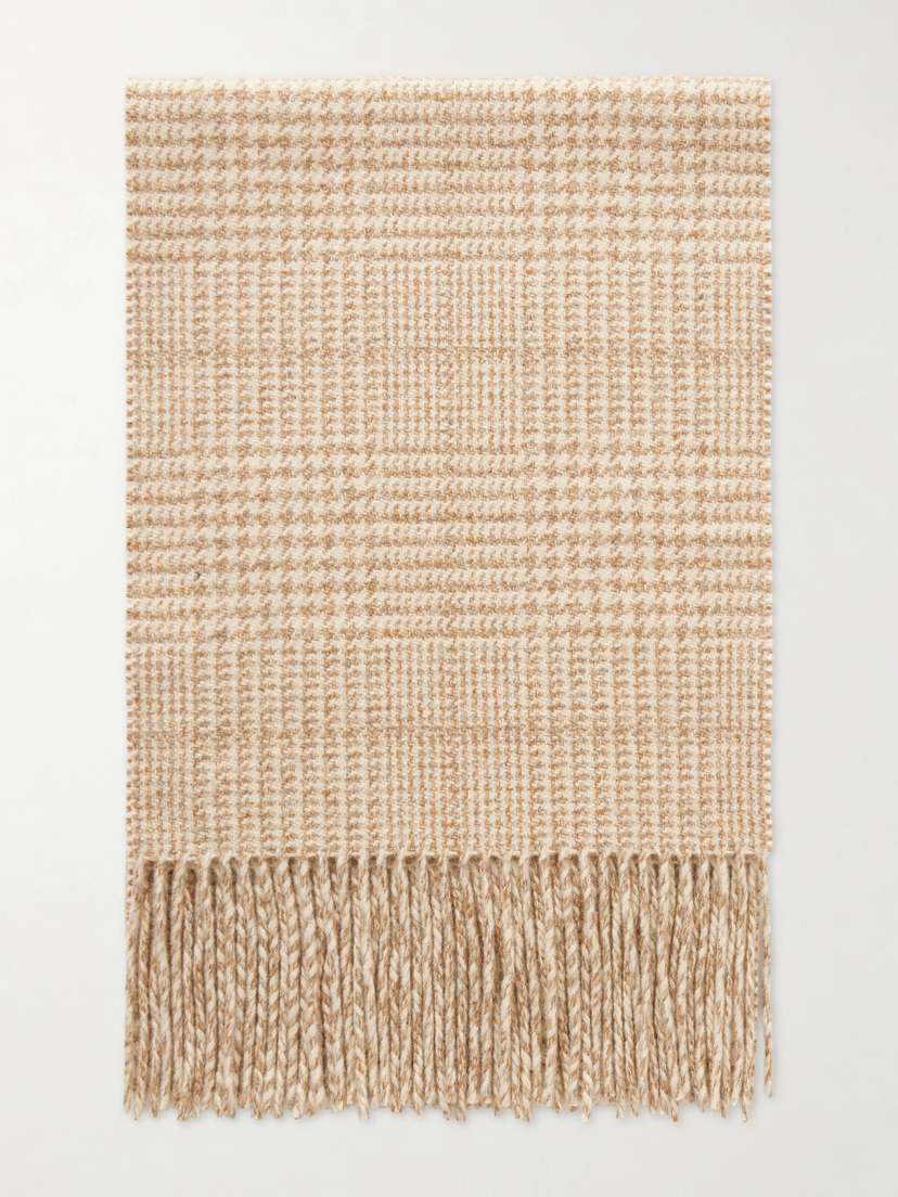 Johnstons of Elgin Glen Fringed Houndstooth Wool Scarf