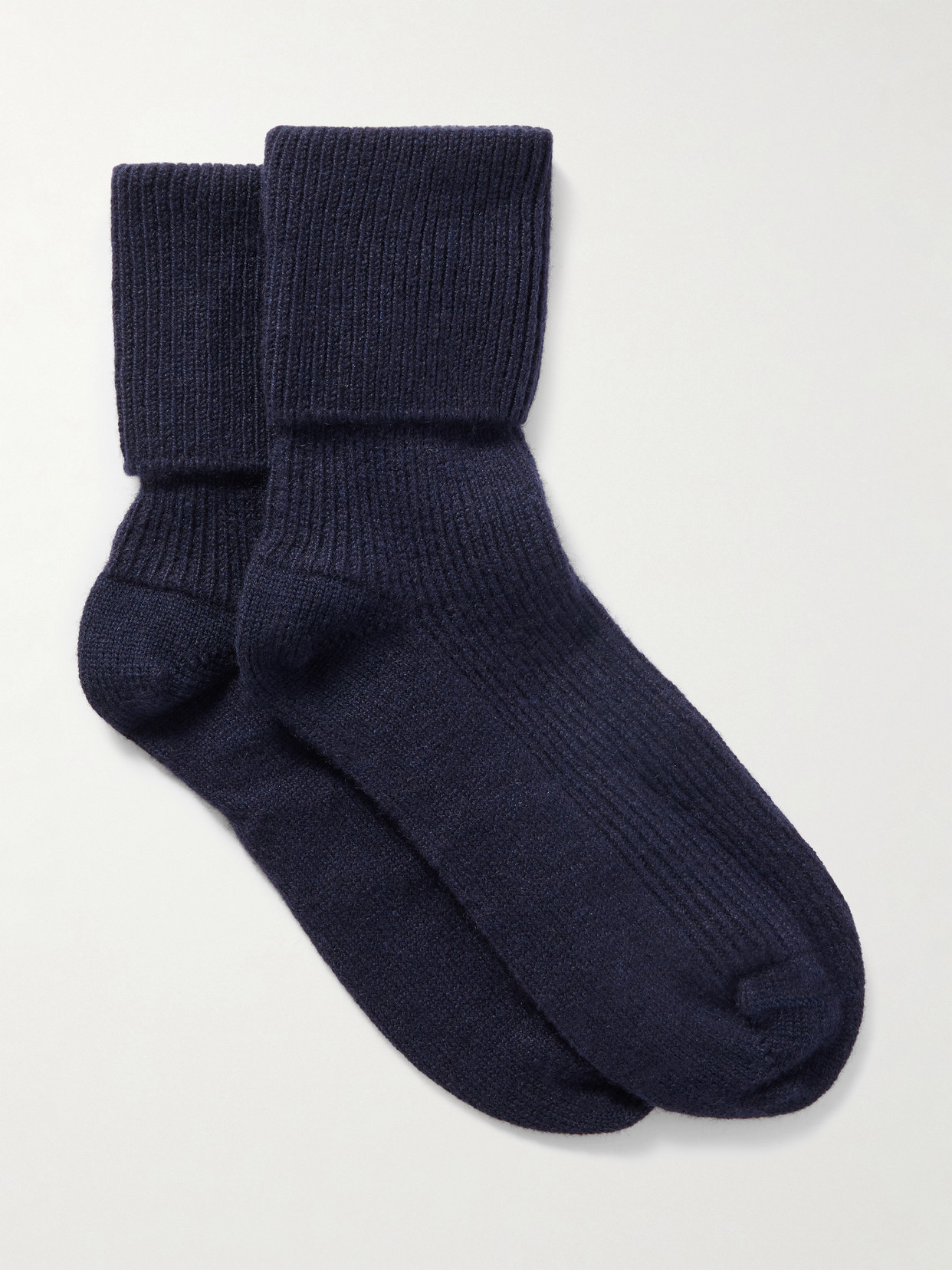 Johnstons Of Elgin Ribbed Cashmere Socks In Blue
