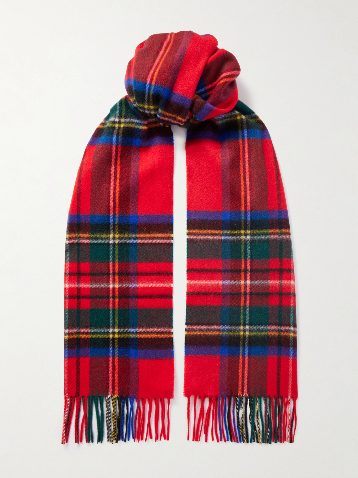 Johnstons Of Elgin Fringed Checked Cashmere Scarf In Red