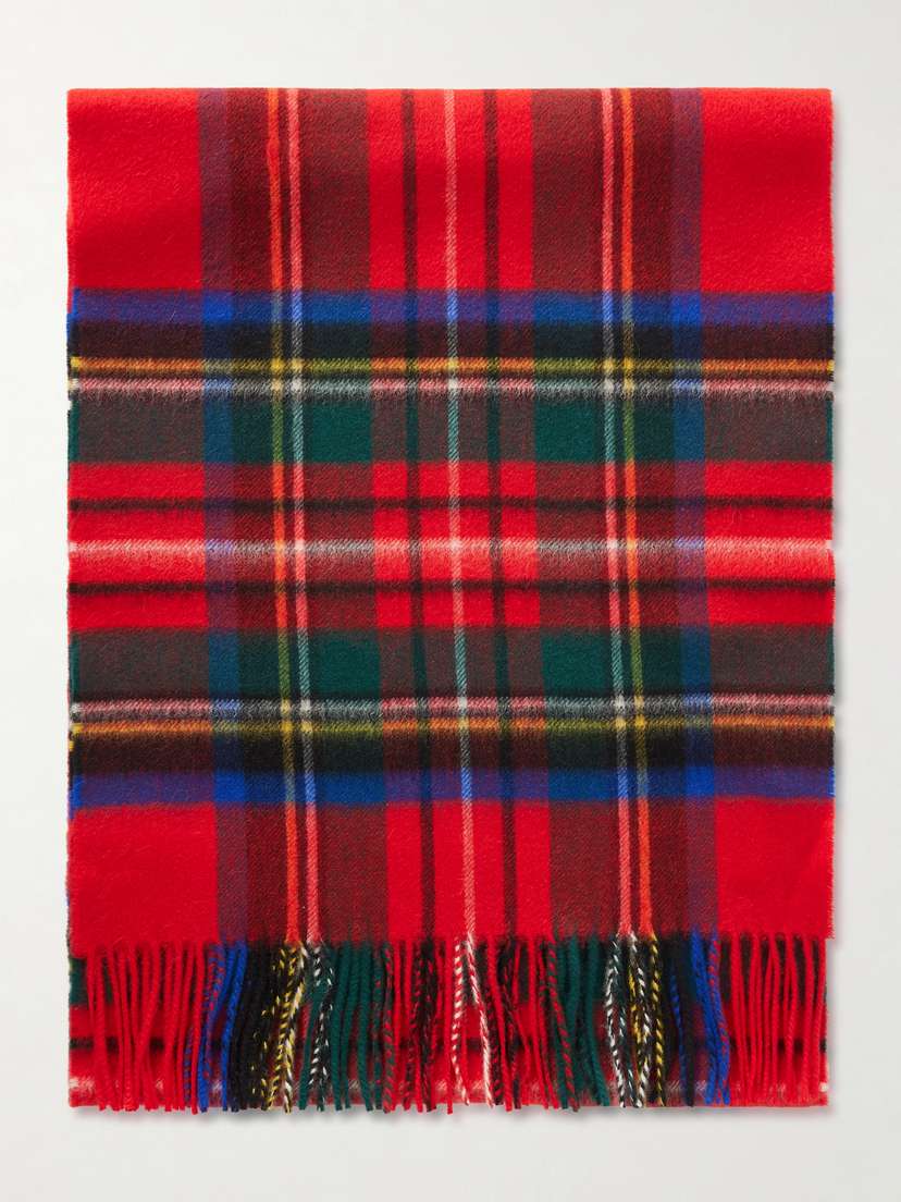 Johnstons of Elgin Fringed Checked Cashmere Scarf