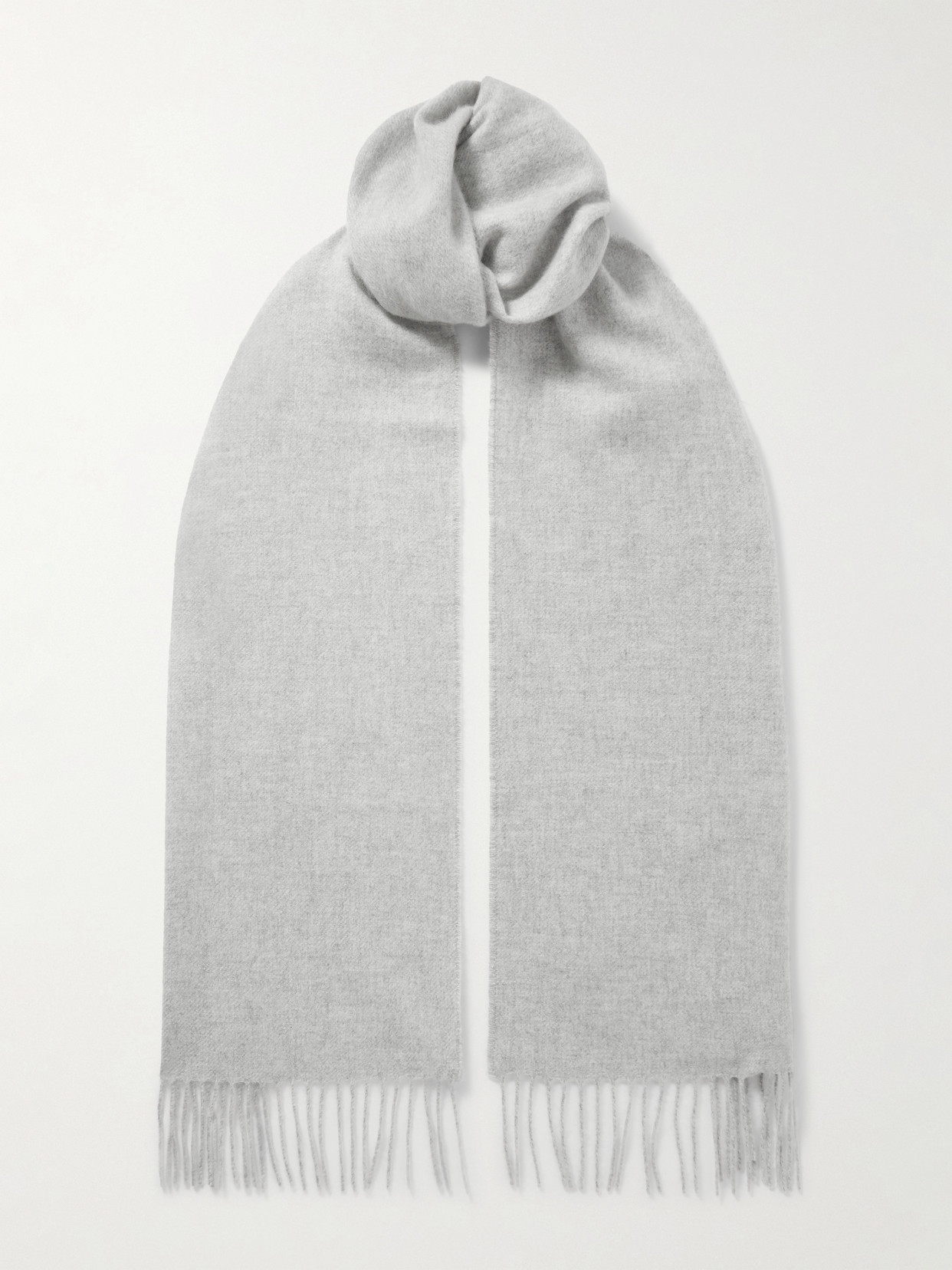 Johnstons Of Elgin Fringed Cashmere Scarf In Gray