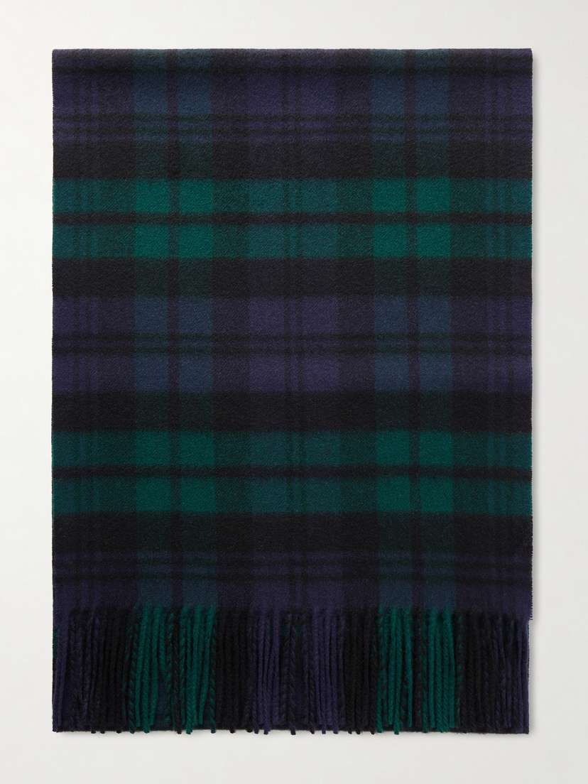 Johnstons of Elgin Fringed Checked Cashmere Scarf