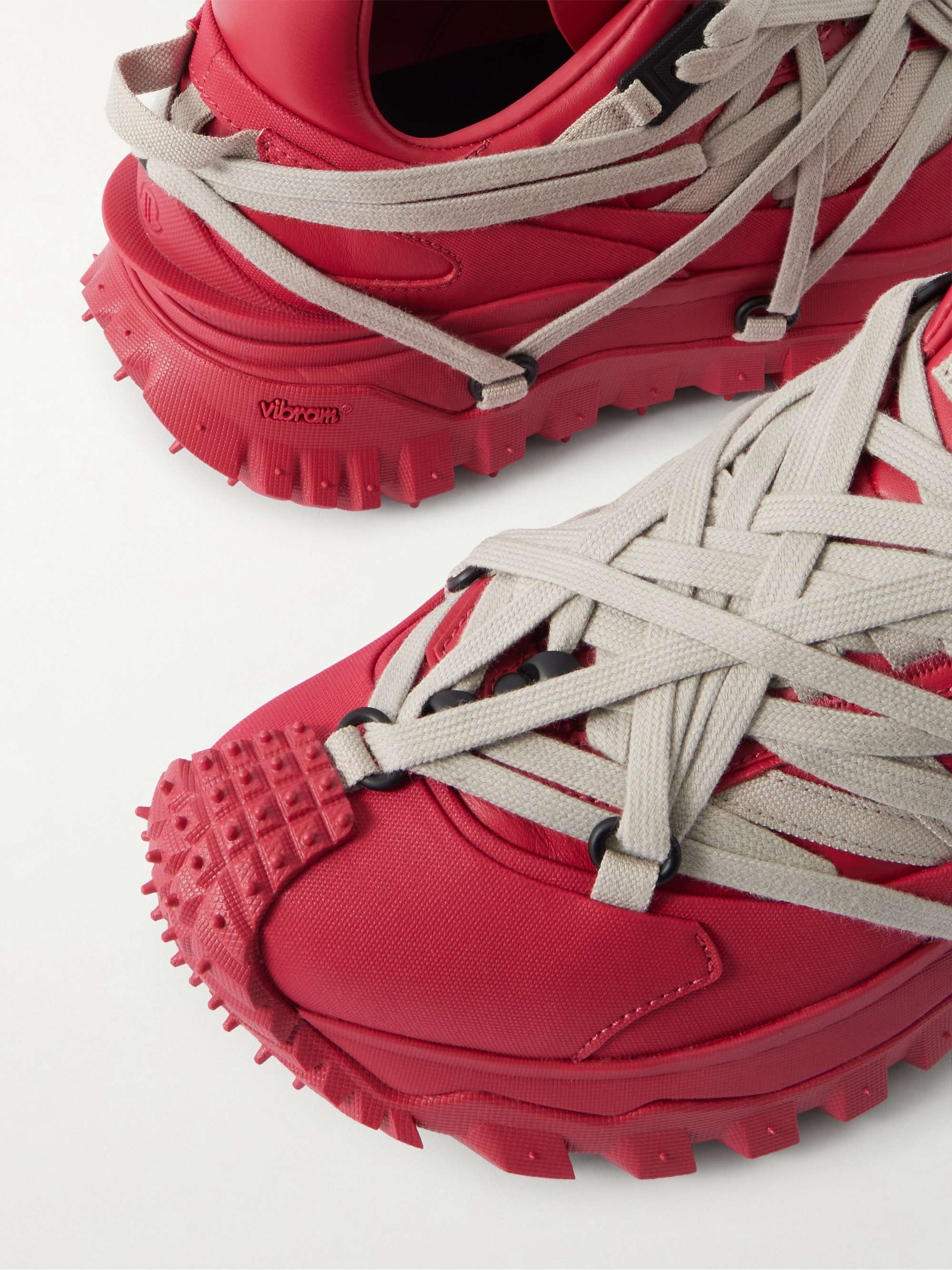 Red + Moncler Trailgrip Megalace® leather and rubber sneakers