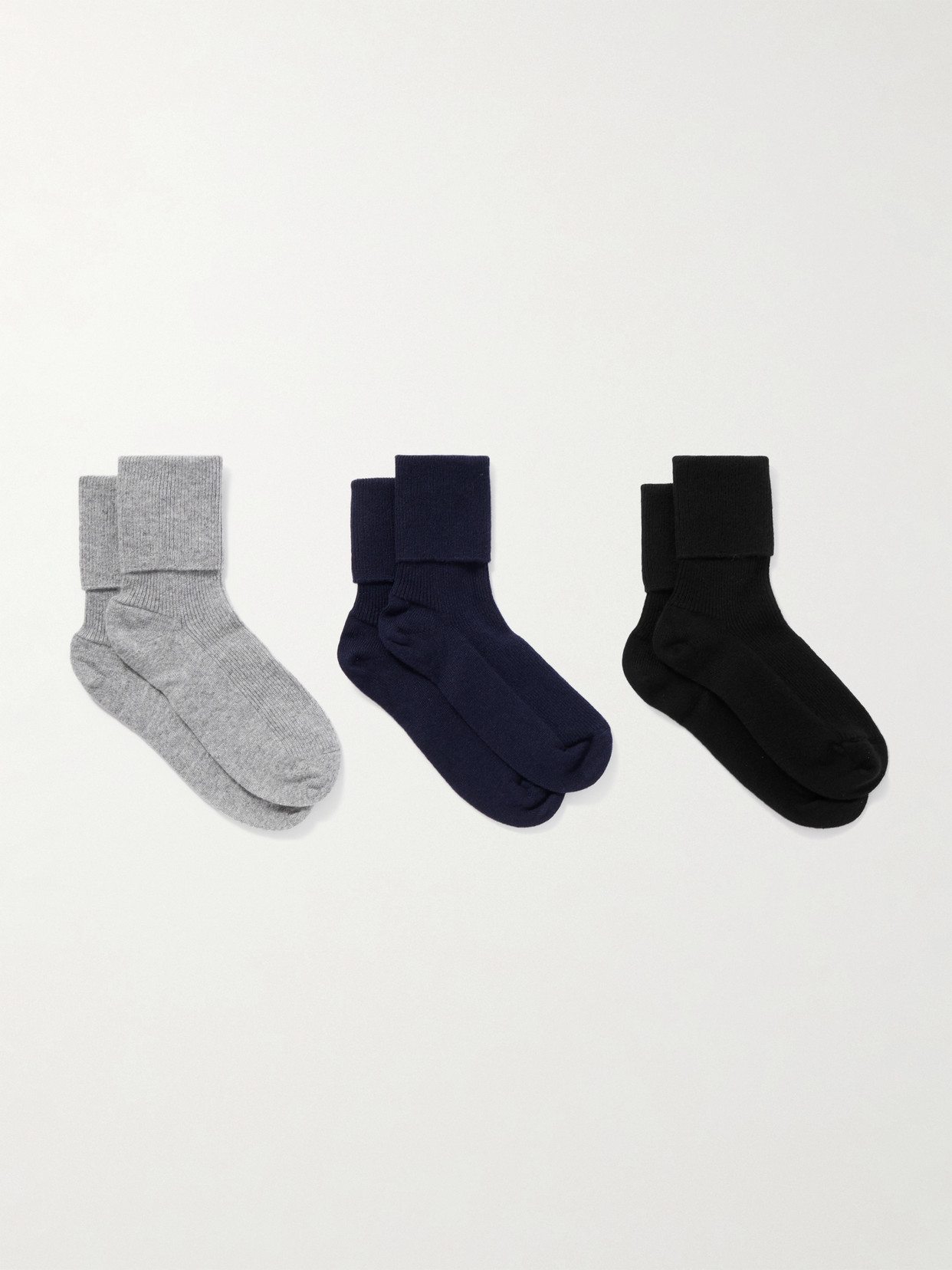 Johnstons Of Elgin Set Of Three Ribbed Cashmere-blend Socks In Multi