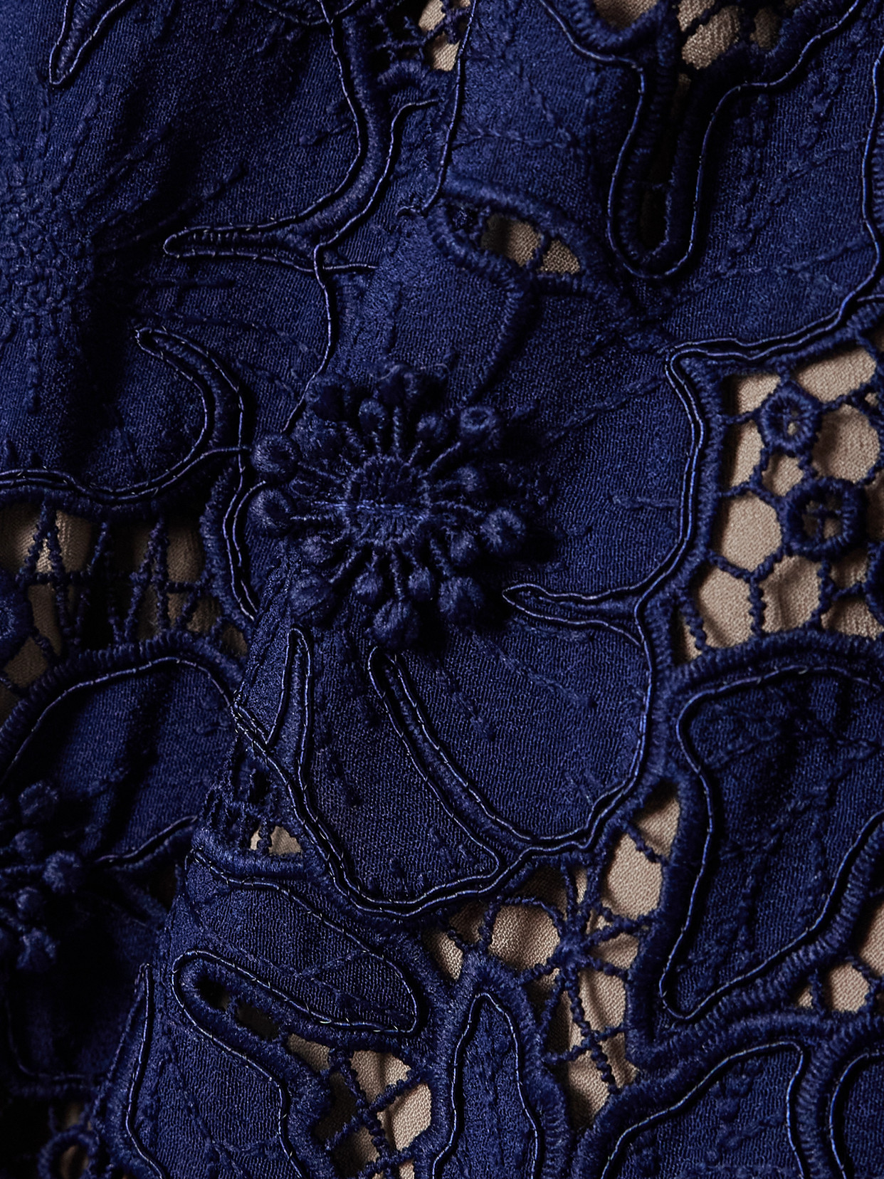 Self-portrait Belted Guipure Lace Midi Dress In Blue