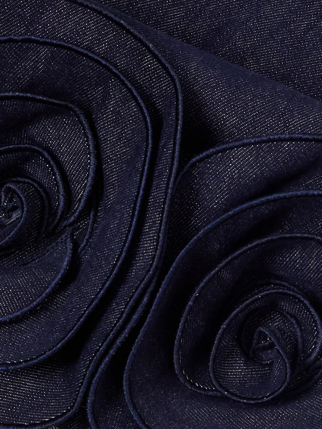 Self-portrait Indigo Denim 3d Flower Mini Dress In Blue