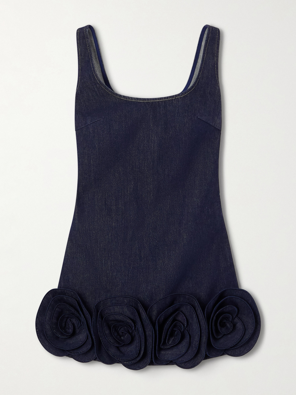 Self-portrait Appliquéd Denim Mini Dress In Blue