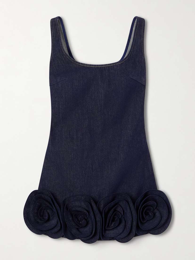 Self-Portrait Appliquéd Denim Mini Dress