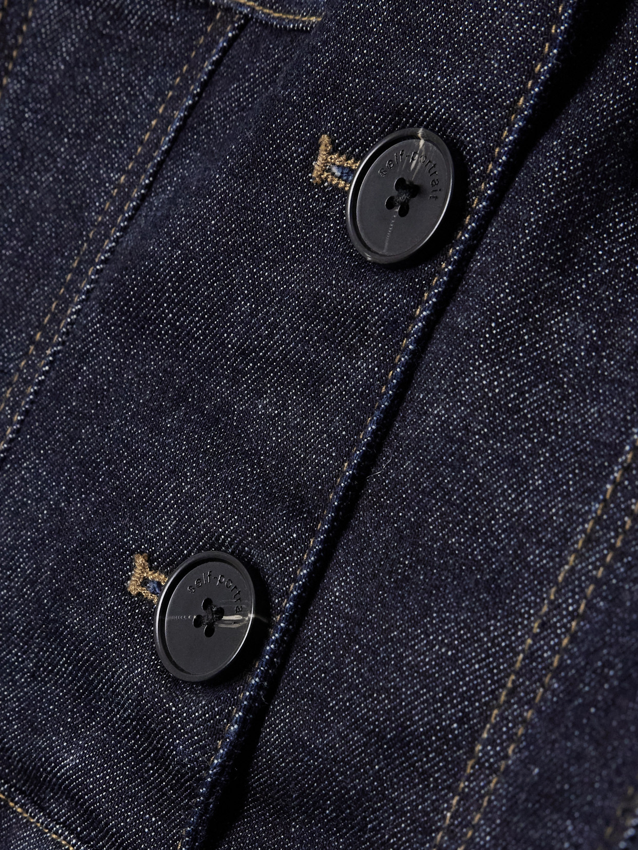 Self-portrait Belted Denim Mini Dress In Blue