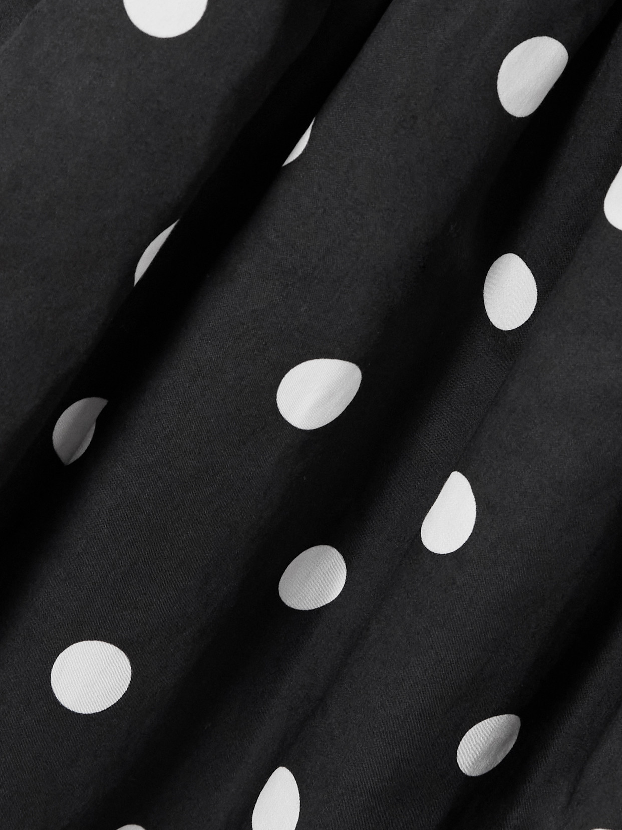 Self-portrait Off-the-shoulder Polka-dot Cotton Mini Dress In Black