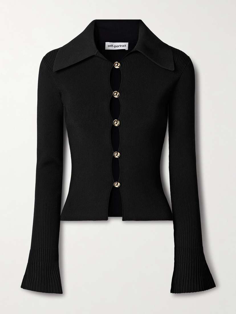 Self-Portrait Ribbed-knit Cardigan