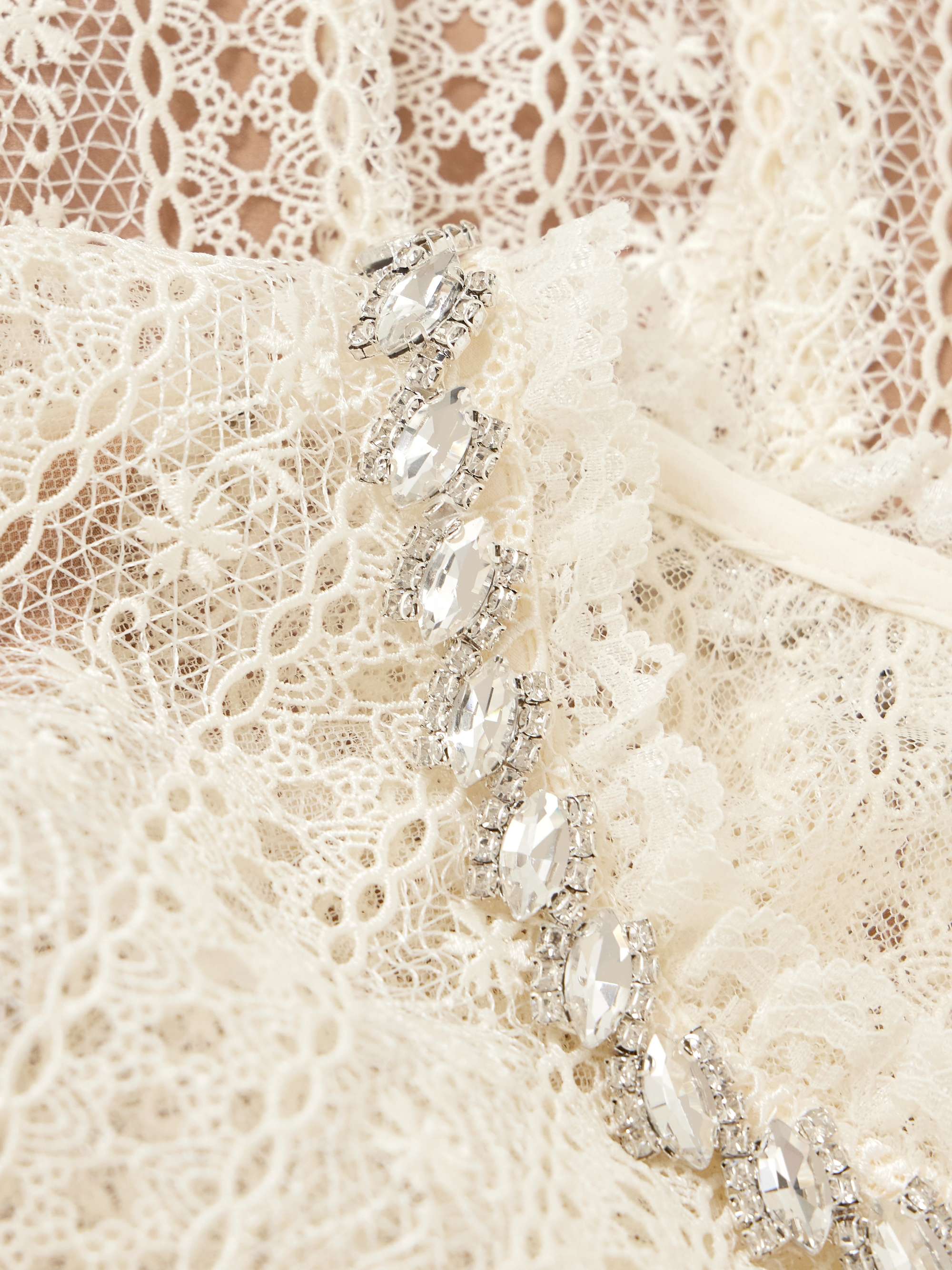SELF-PORTRAIT Belted crystal-embellished pleated lace mini dress |  NET-A-PORTER