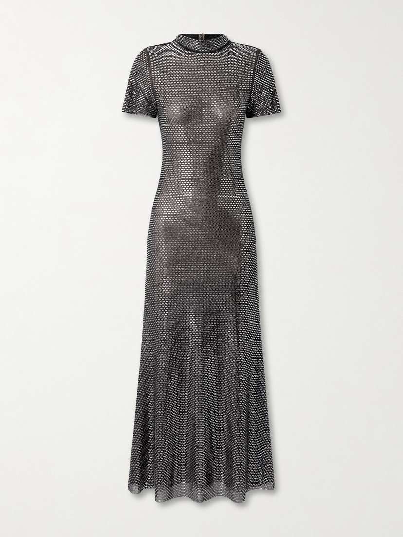 Self-Portrait Crystal-embellished Mesh Midi Dress