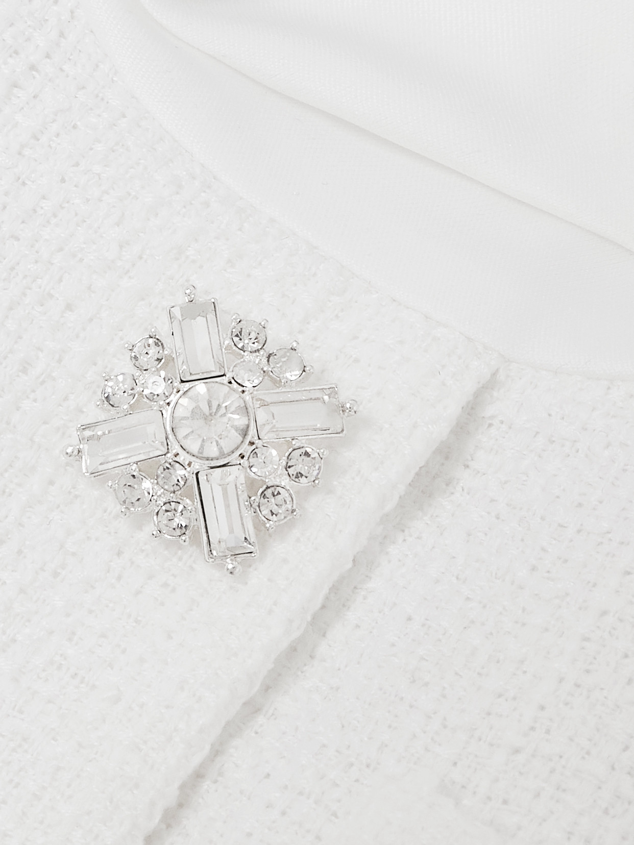 Self-portrait Layered Crystal-embellished Bouclé-tweed Mini Dress In White