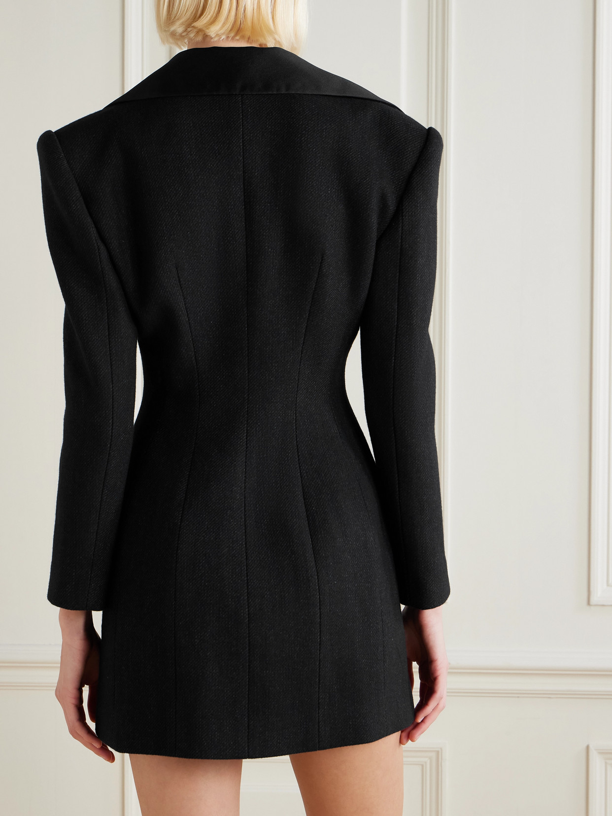 Self-portrait Wool-blend Mini Dress In Black