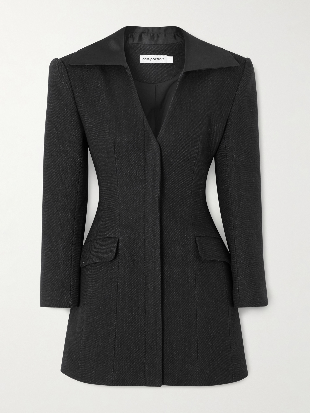 Self-portrait Wool-blend Mini Dress In Black