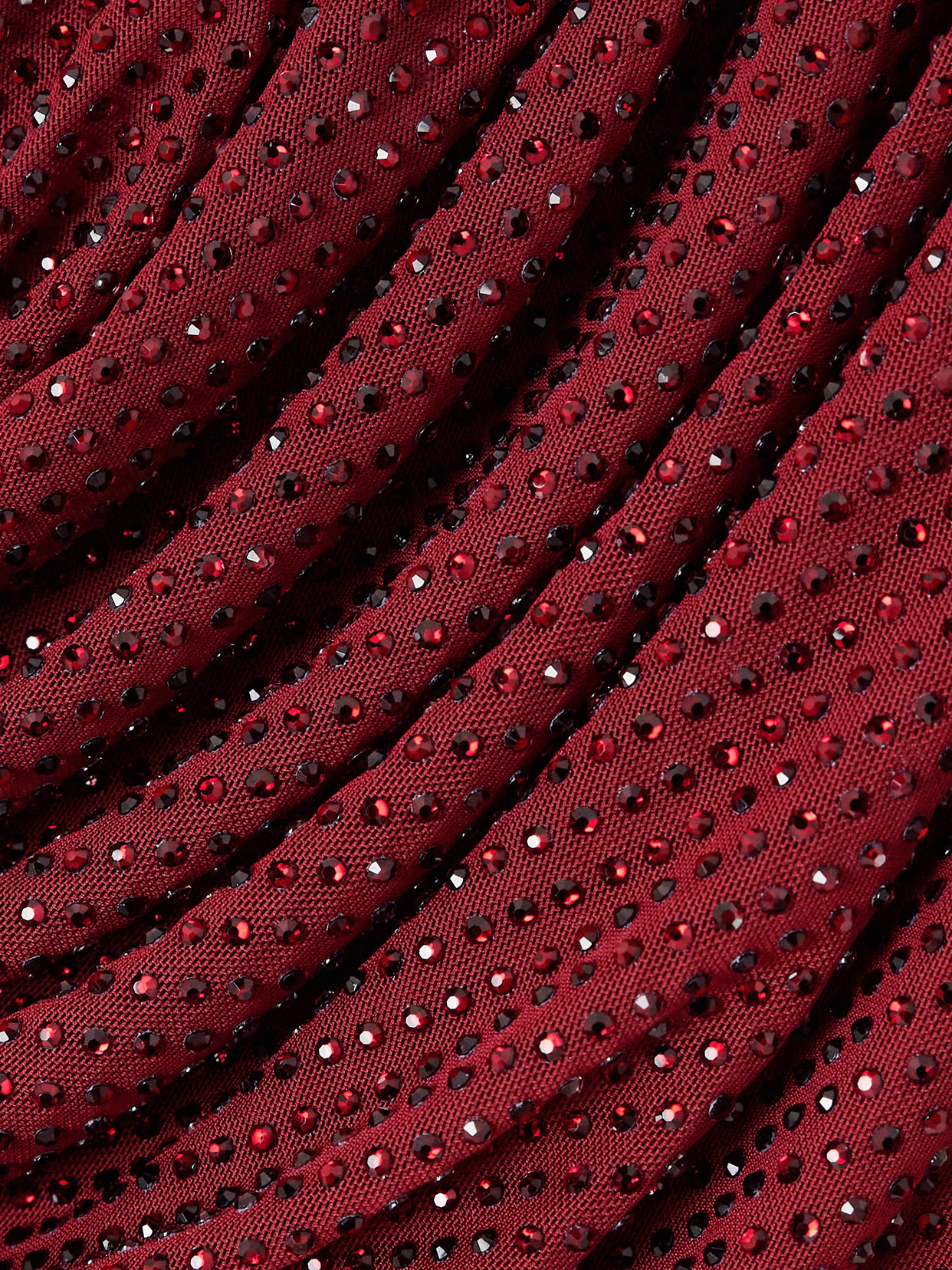 Self-portrait Off-the-shoulder Draped Crystal-embellished Mesh Top In Burgundy