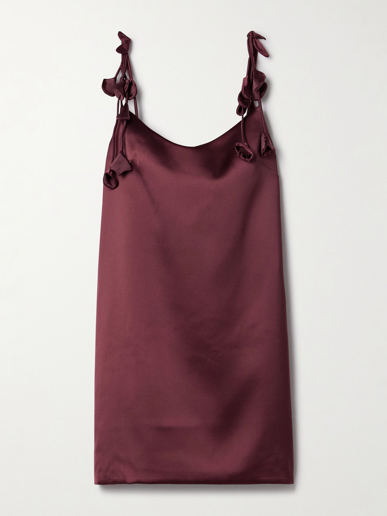 Self-portrait Appliquéd Satin Mini Dress In Burgundy