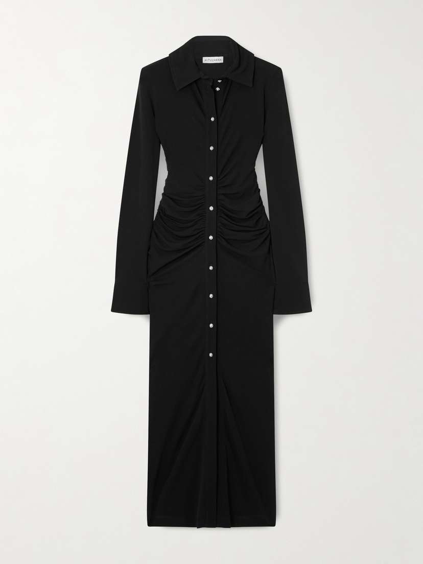 Altuzarra Claudia Crystal-embellished Ruched Jersey Midi Dress