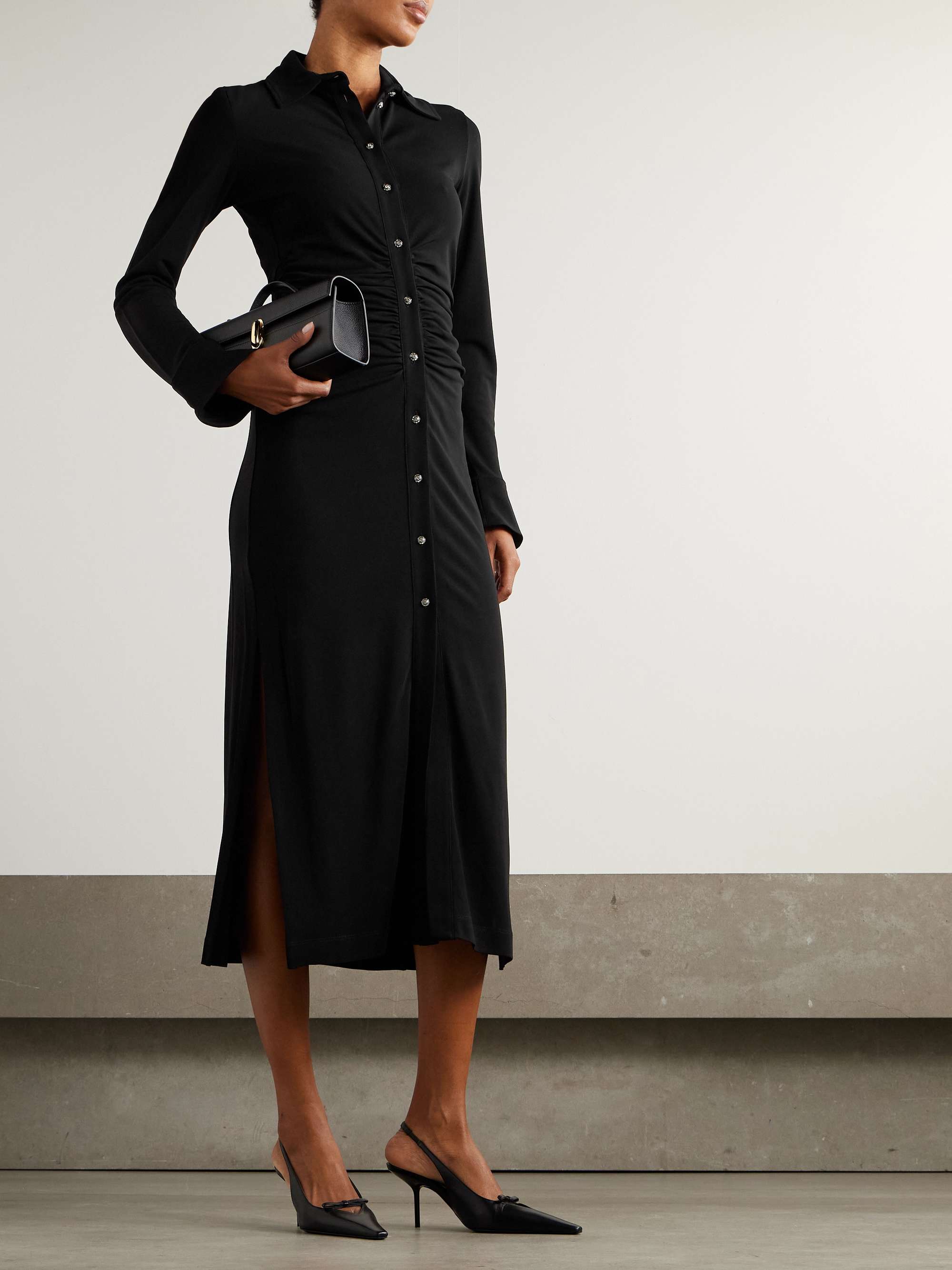 ALTUZARRA Claudia Crystal embellished Ruched Jersey Midi Dress NET A 