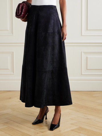 Altuzarra Varda paneled suede midi skirt