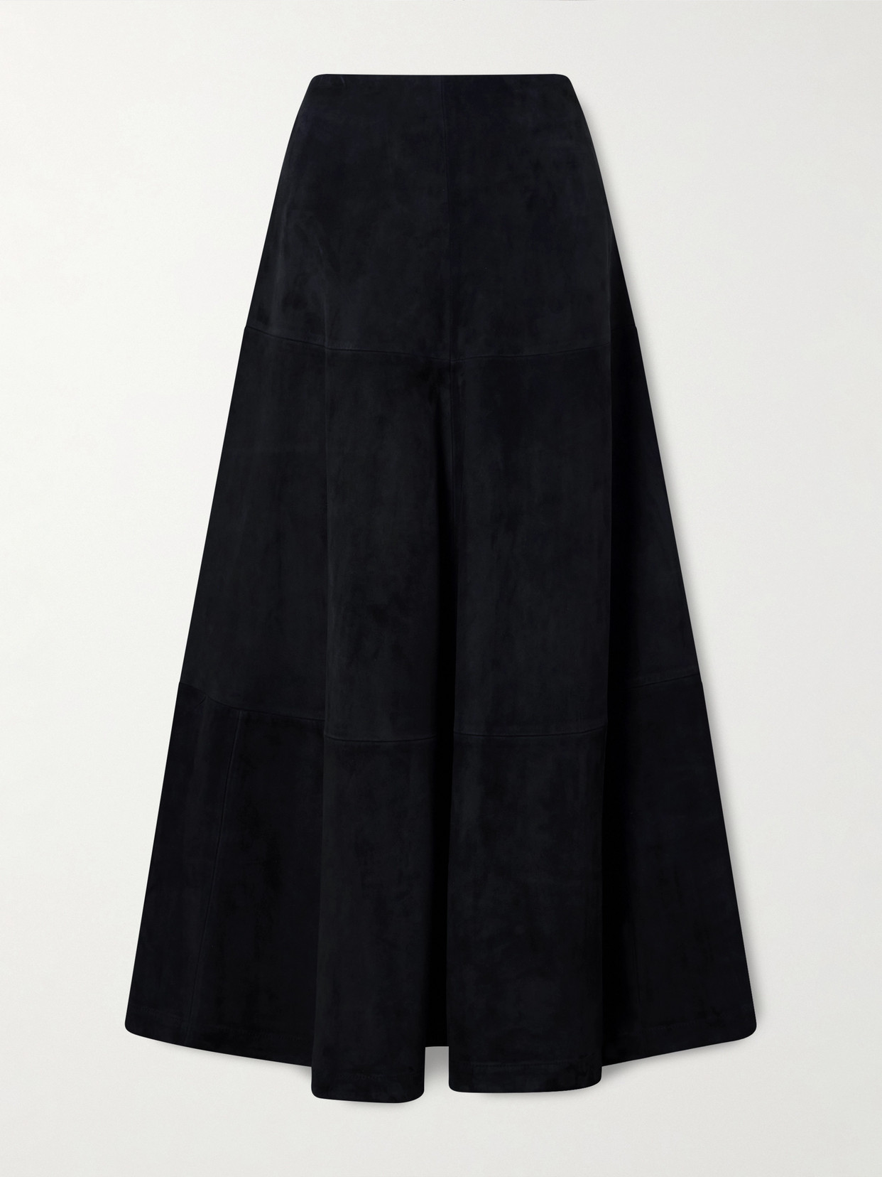 Altuzarra Varda Paneled Suede Midi Skirt In Blue