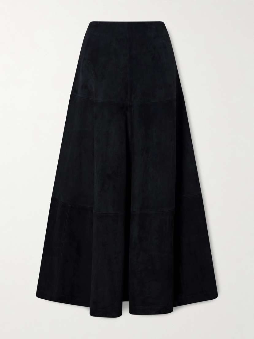 Altuzarra Varda Paneled Suede Midi Skirt