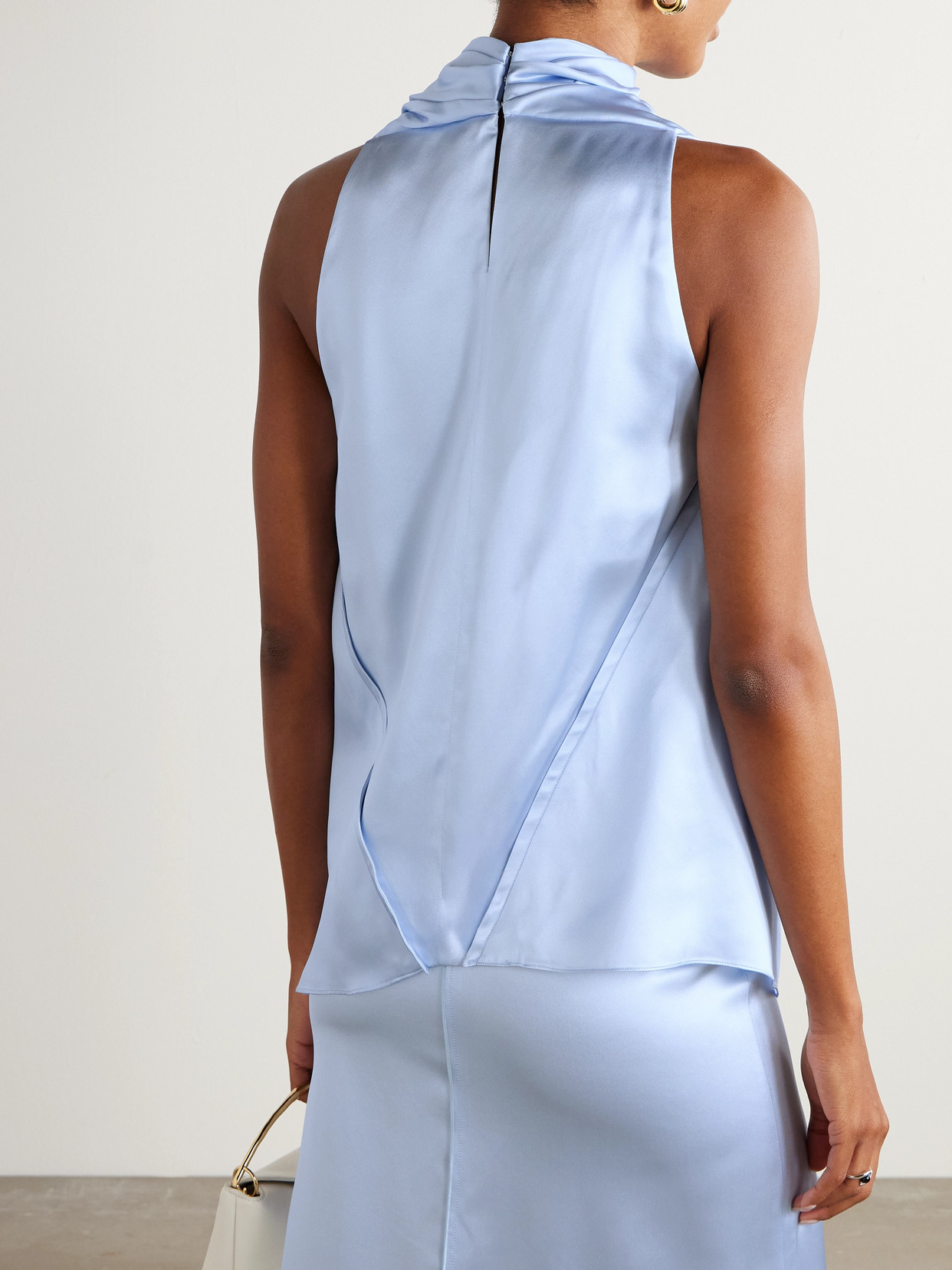 Sleary Draped Floral-Print Silk-Satin Top