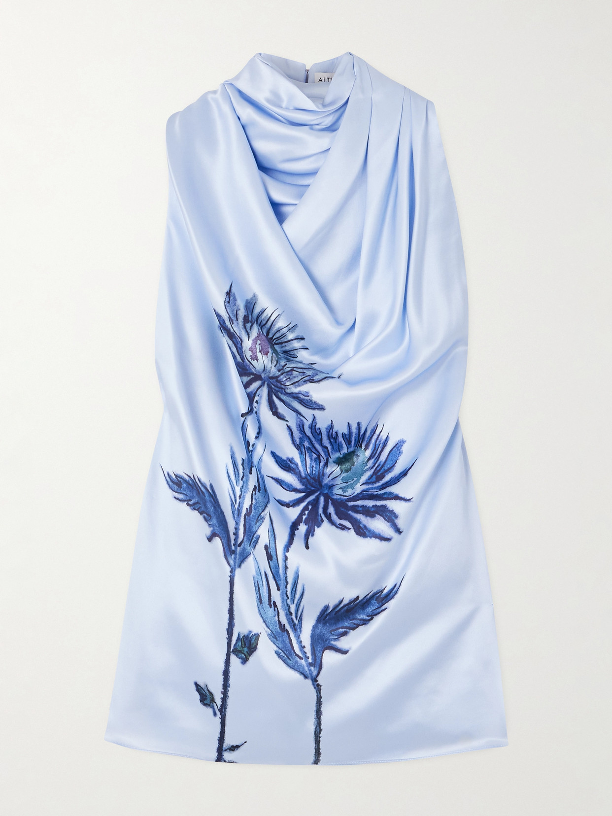 Sleary Draped Floral-Print Silk-Satin Top
